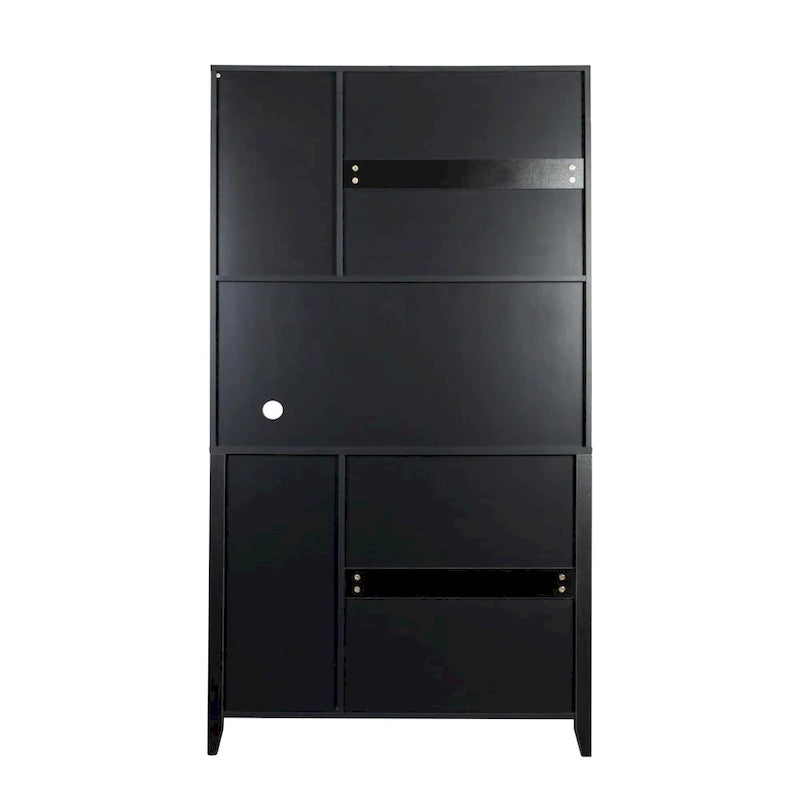 Large Kitchen Pantry Storage Cabinet with Glass Doors 5