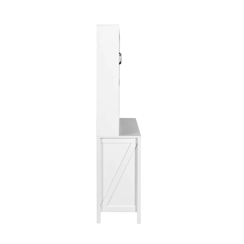 Large Kitchen Pantry Storage Cabinet with Glass Doors 18