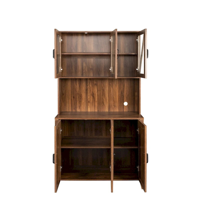 Large Kitchen Pantry Storage Cabinet with Glass Doors 24