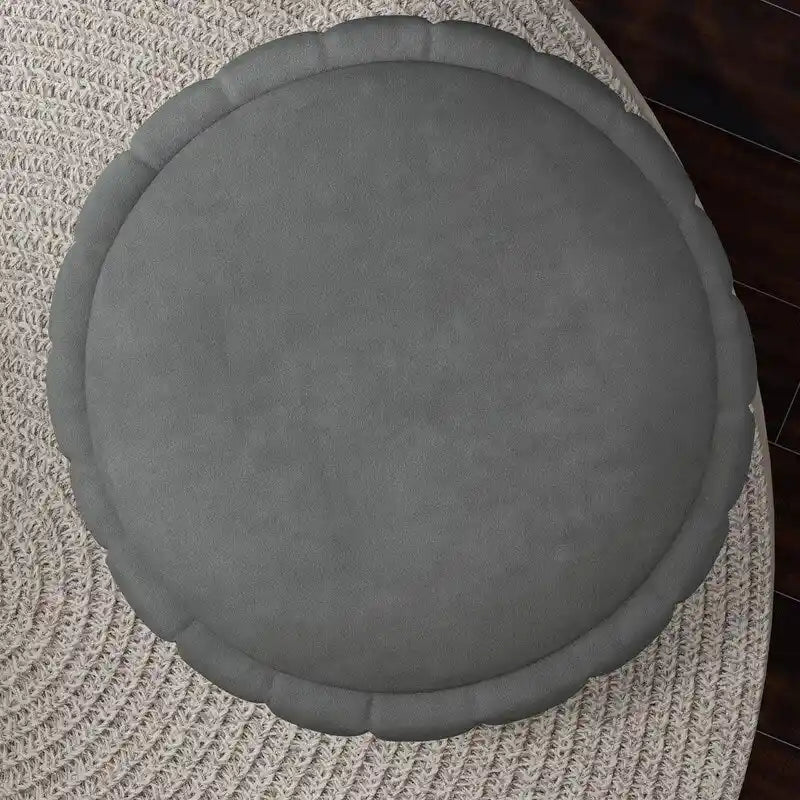 SEYNAR Contemporary Tufted Velvet Swivel Club Chair with Ottoman Set 9