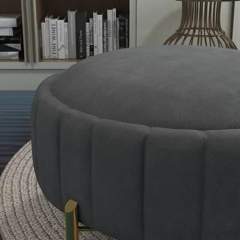 SEYNAR Contemporary Tufted Velvet Swivel Club Chair with Ottoman Set 12