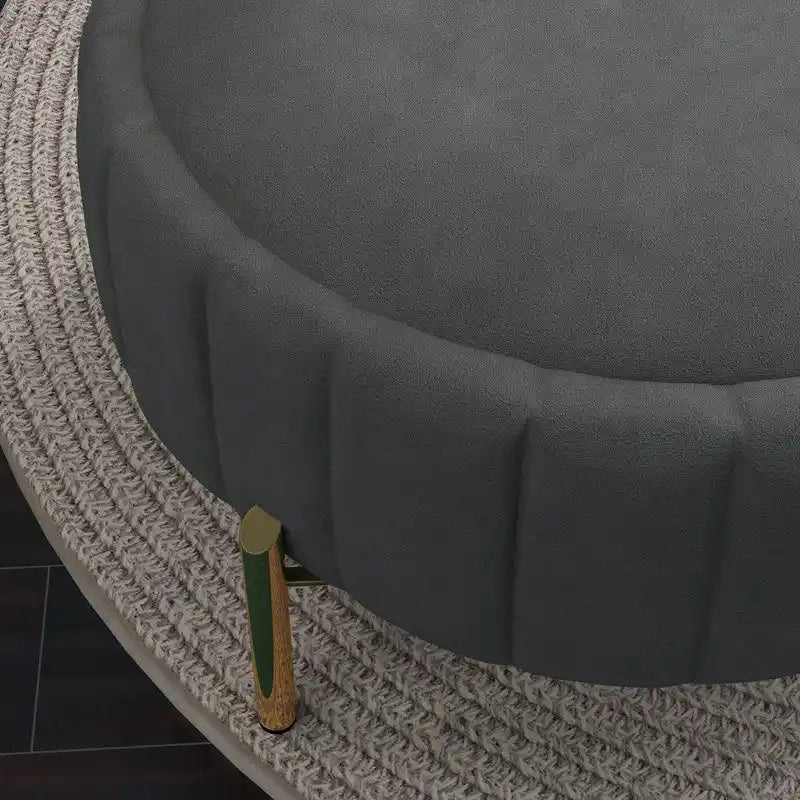 SEYNAR Contemporary Tufted Velvet Swivel Club Chair with Ottoman Set 14