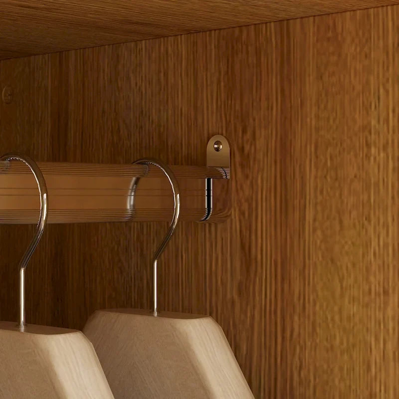 Wood Wardrobe Closet with Hanging Rod and Drawers - Storage Organizer 8
