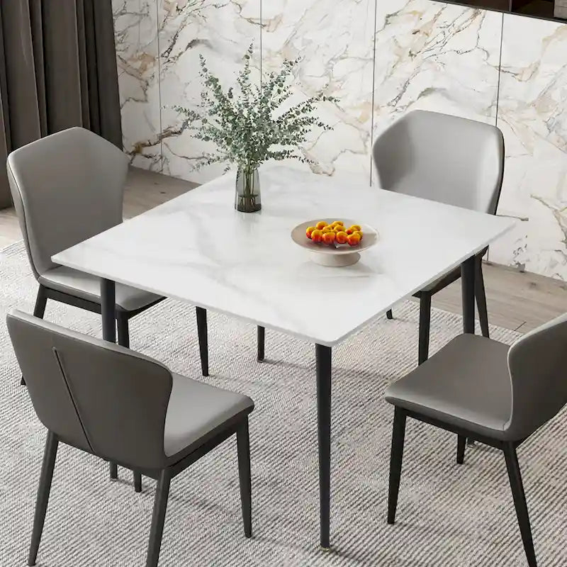 Modern Slate Kitchen Dining Table with Sintered Stone Top Metal Legs (Table Only) - 31.5x31.5x30 inch 25