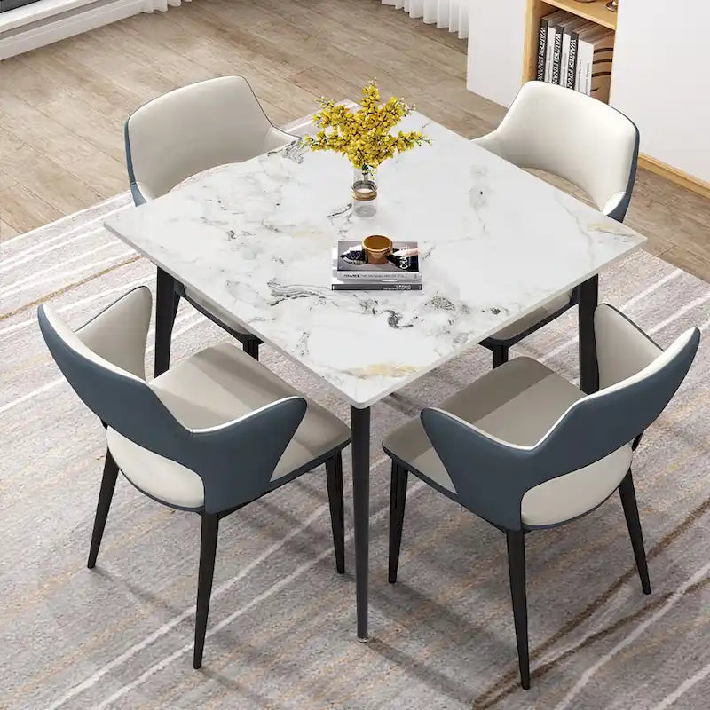 Modern Slate Kitchen Dining Table with Sintered Stone Top Metal Legs (Table Only) - 31.5x31.5x30 inch 6