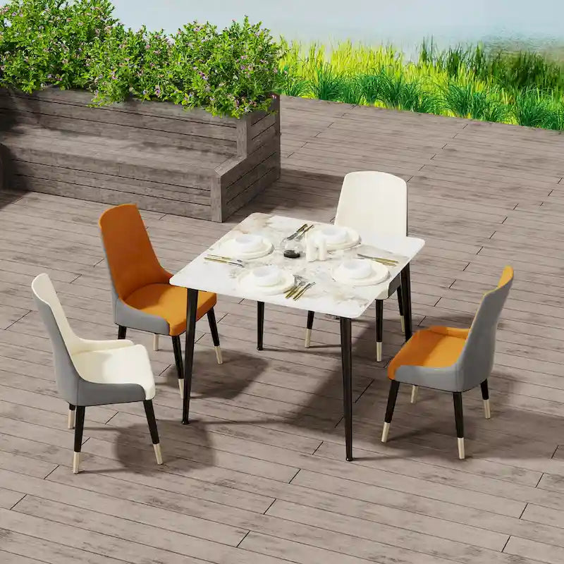 Modern Slate Kitchen Dining Table with Sintered Stone Top Metal Legs (Table Only) - 31.5x31.5x30 inch 8