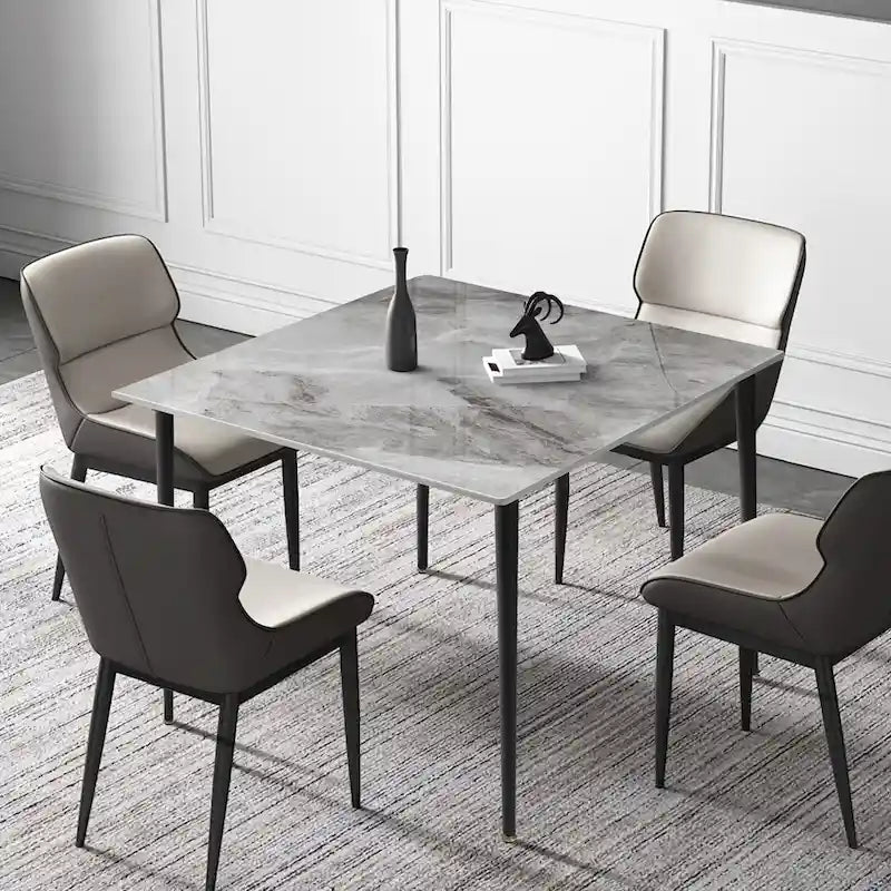 Modern Slate Kitchen Dining Table with Sintered Stone Top Metal Legs (Table Only) - 31.5x31.5x30 inch 10
