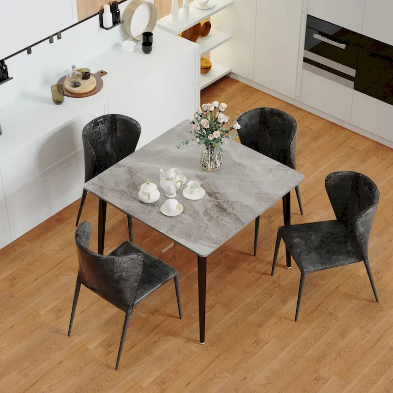 Modern Slate Kitchen Dining Table with Sintered Stone Top Metal Legs (Table Only) - 31.5x31.5x30 inch 11