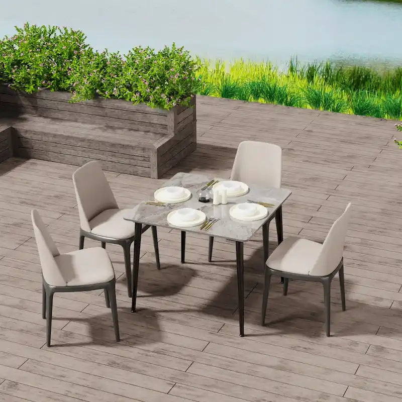 Modern Slate Kitchen Dining Table with Sintered Stone Top Metal Legs (Table Only) - 31.5x31.5x30 inch 12