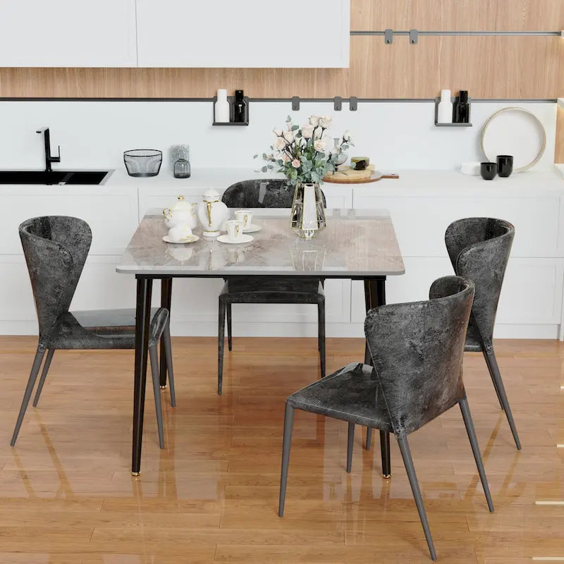 Modern Slate Kitchen Dining Table with Sintered Stone Top Metal Legs (Table Only) - 31.5x31.5x30 inch 13