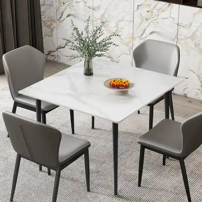 Modern Slate Kitchen Dining Table with Sintered Stone Top Metal Legs (Table Only) - 31.5x31.5x30 inch 17
