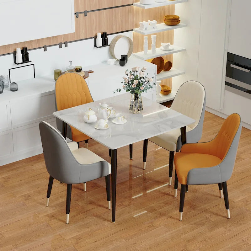 Modern Slate Kitchen Dining Table with Sintered Stone Top Metal Legs (Table Only) - 31.5x31.5x30 inch 18