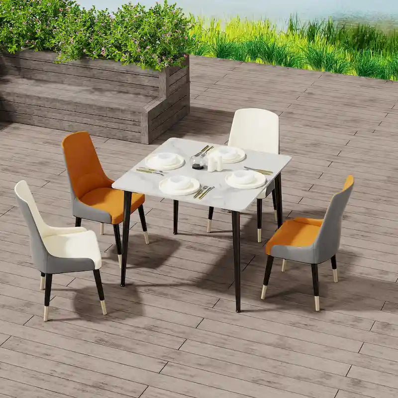 Modern Slate Kitchen Dining Table with Sintered Stone Top Metal Legs (Table Only) - 31.5x31.5x30 inch 19