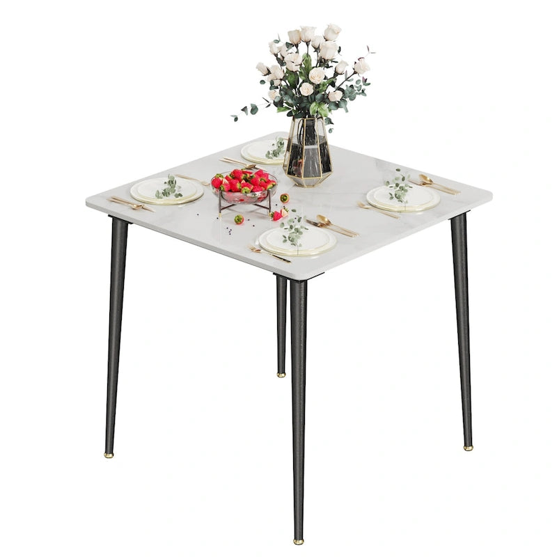 Modern Slate Kitchen Dining Table with Sintered Stone Top Metal Legs (Table Only) - 31.5x31.5x30 inch 21
