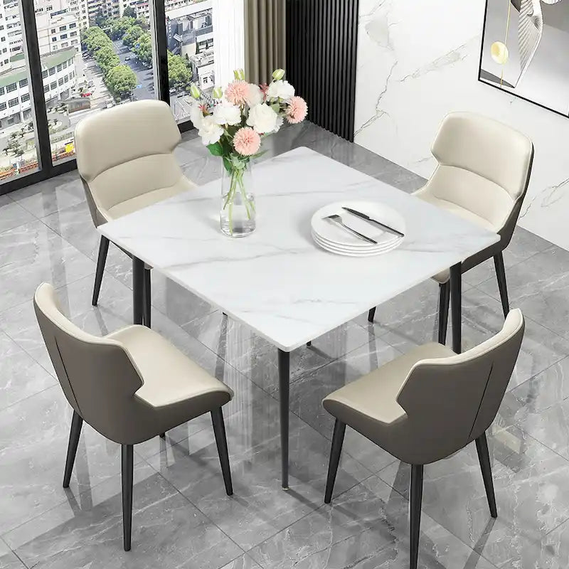 Modern Slate Kitchen Dining Table with Sintered Stone Top Metal Legs (Table Only) - 31.5x31.5x30 inch 24