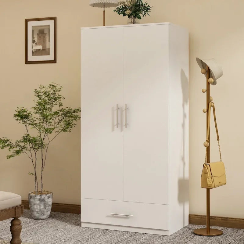 31.5W x 66.9H Wardrobe Armoire Cloest with Drawer In Black,White 29