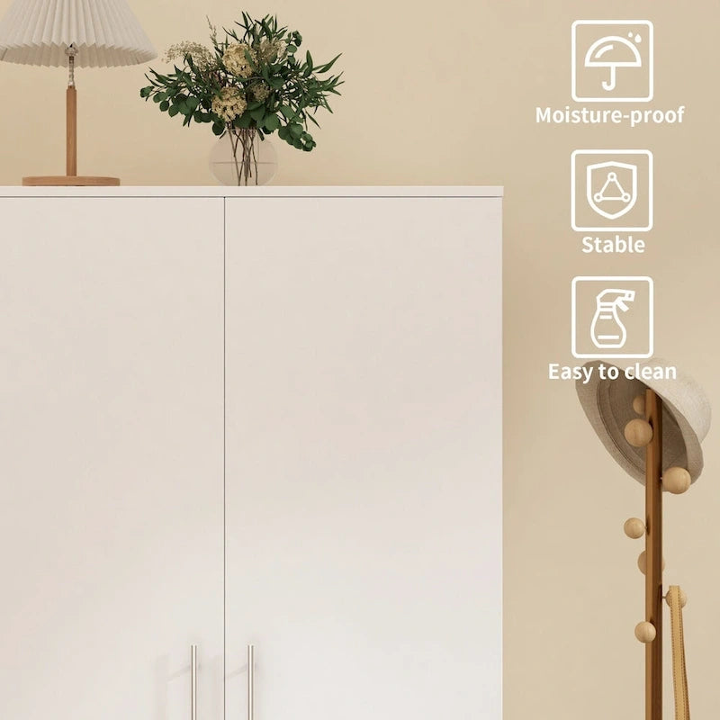 31.5W x 66.9H Wardrobe Armoire Cloest with Drawer In Black,White 3
