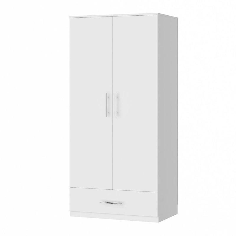 31.5W x 66.9H Wardrobe Armoire Cloest with Drawer In Black,White 5