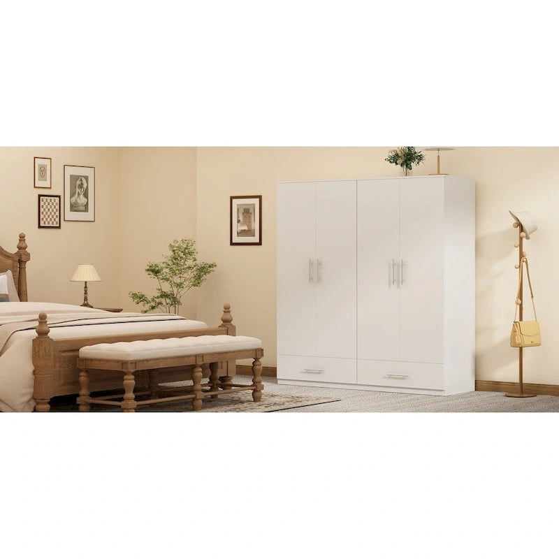 31.5W x 66.9H Wardrobe Armoire Cloest with Drawer In Black,White 14
