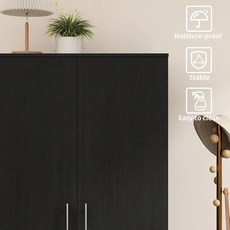 31.5W x 66.9H Wardrobe Armoire Cloest with Drawer In Black,White 18