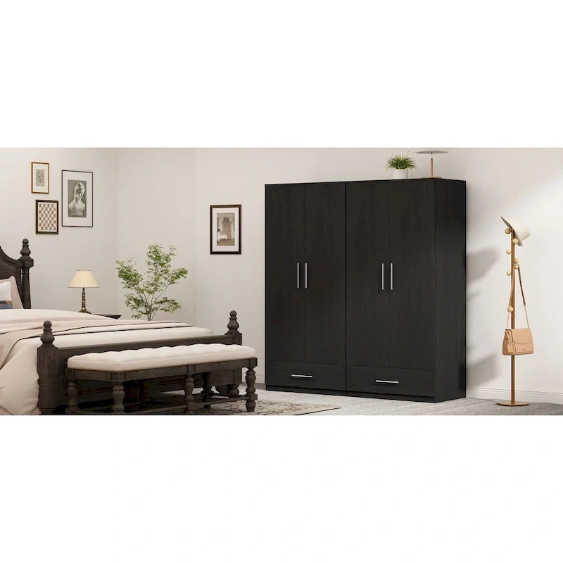 31.5W x 66.9H Wardrobe Armoire Cloest with Drawer In Black,White 19