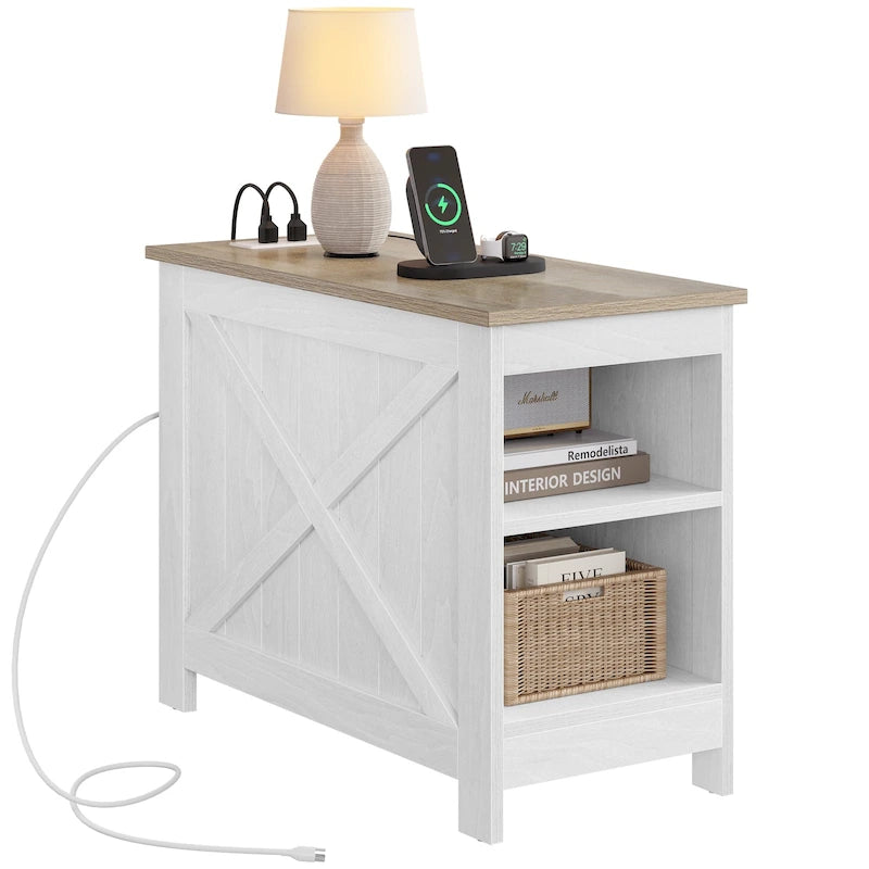 Moasis End Table with Charging Station, Side Table with Storage, 2 Power outlets & 2 USB Ports for Living Room 22