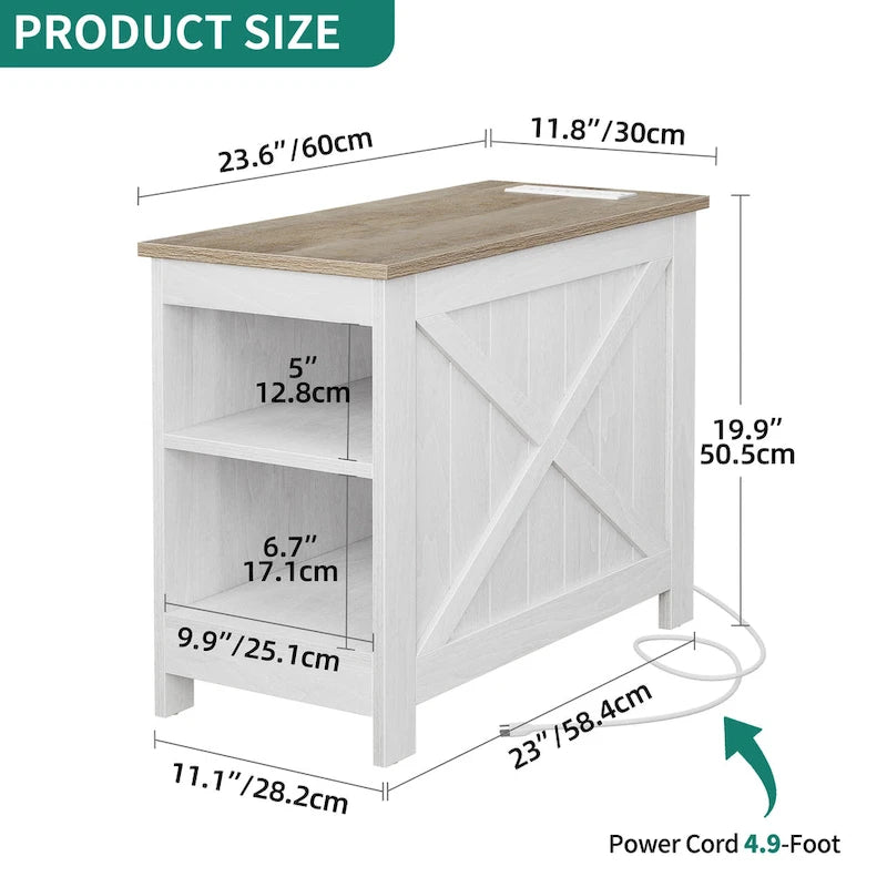 Moasis End Table with Charging Station, Side Table with Storage, 2 Power outlets & 2 USB Ports for Living Room 8