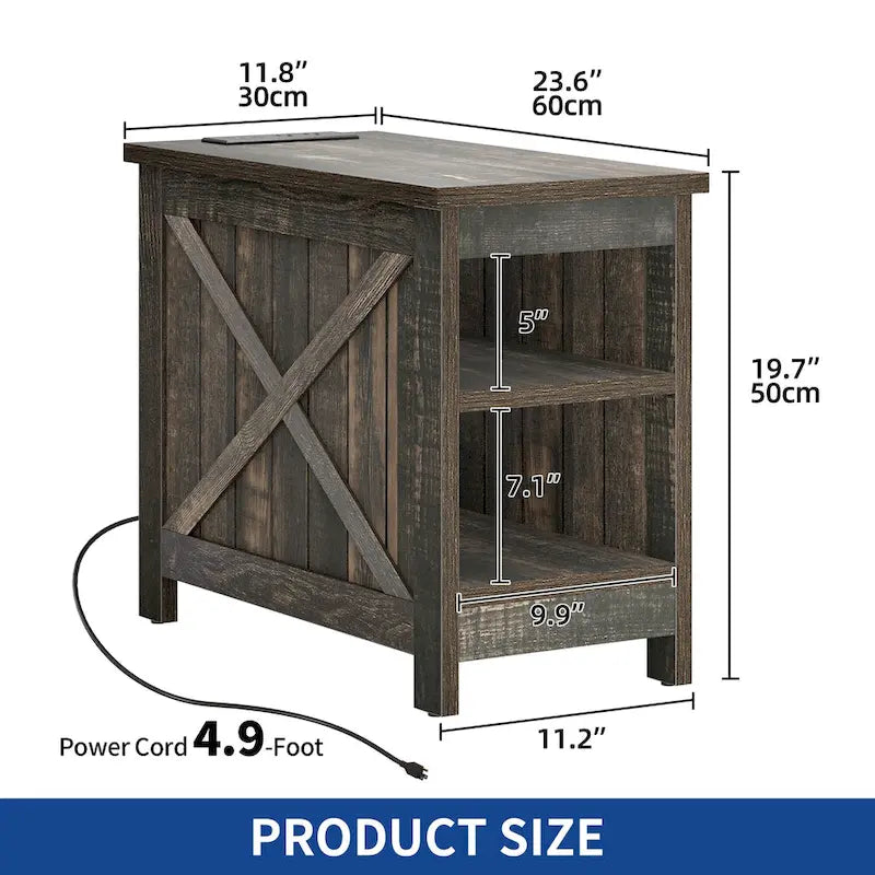 Moasis End Table with Charging Station, Side Table with Storage, 2 Power outlets & 2 USB Ports for Living Room 21