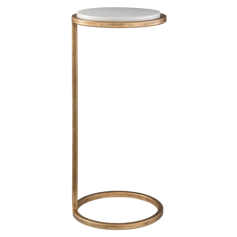 Copper Grove Aged Gold Iron and Solid White Marble Accent Table 3