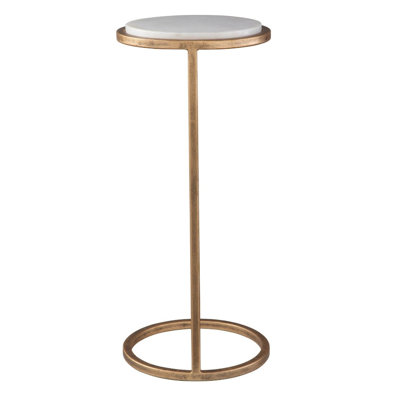 Copper Grove Aged Gold Iron and Solid White Marble Accent Table 4
