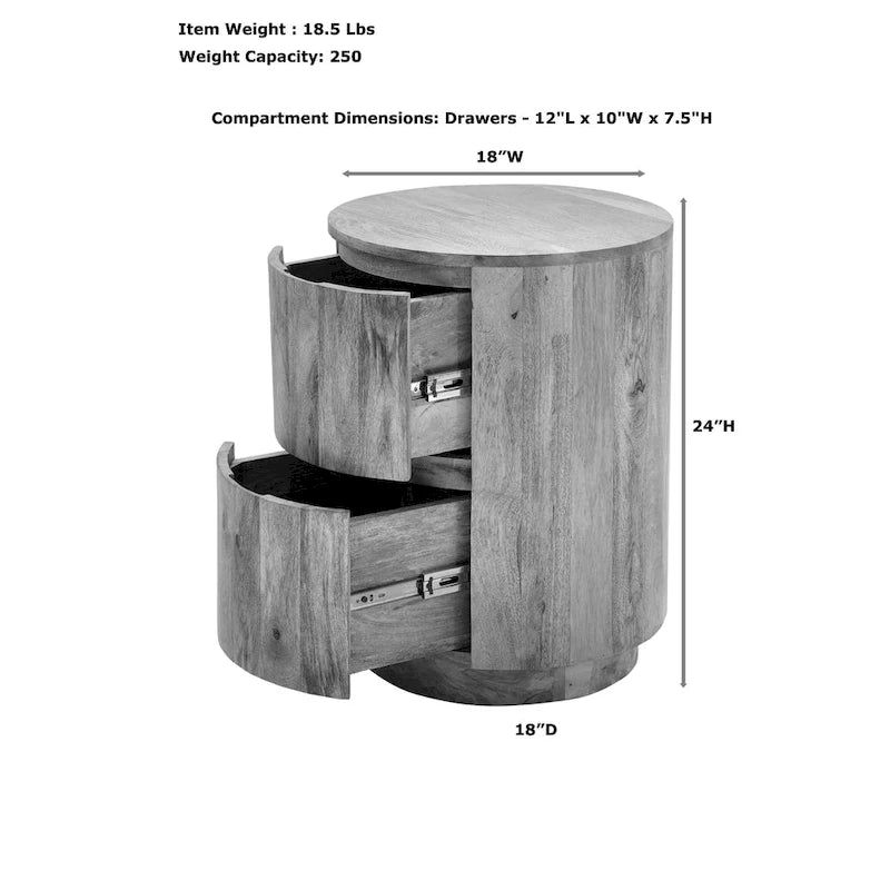 Carolina Living Kingston 2-Drawer 18 Round Nightstand 8