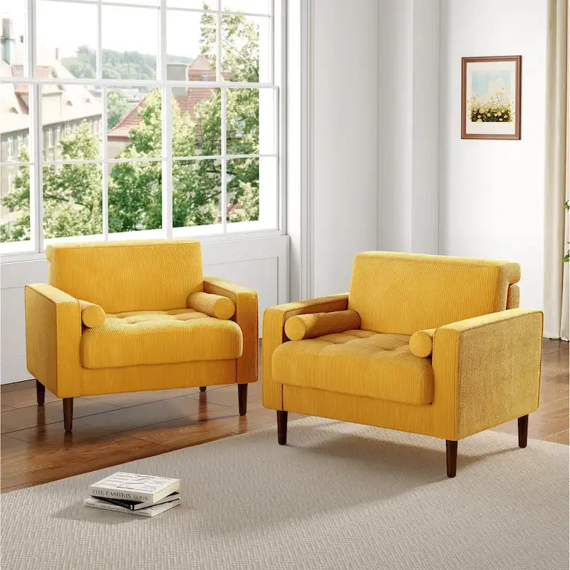 2 Set Poltrone Moderne Larghe in Velluto a Coste 11