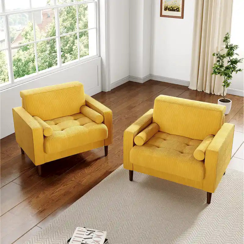 2 Set Poltrone Moderne Larghe in Velluto a Coste 12