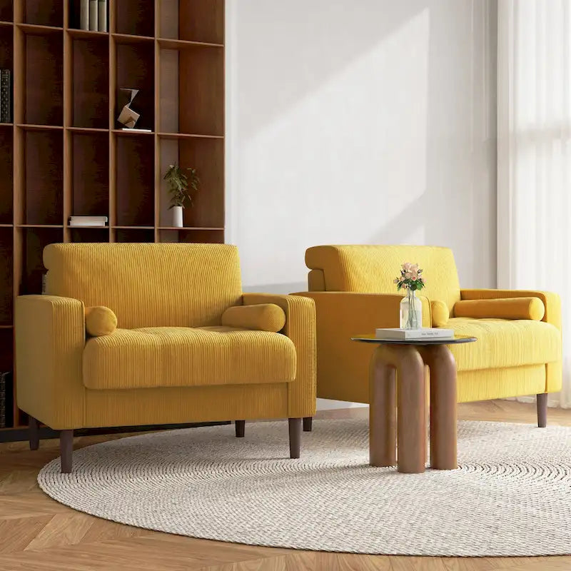 2 Set Poltrone Moderne Larghe in Velluto a Coste 13