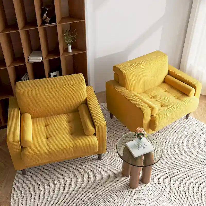 2 Set Poltrone Moderne Larghe in Velluto a Coste 14