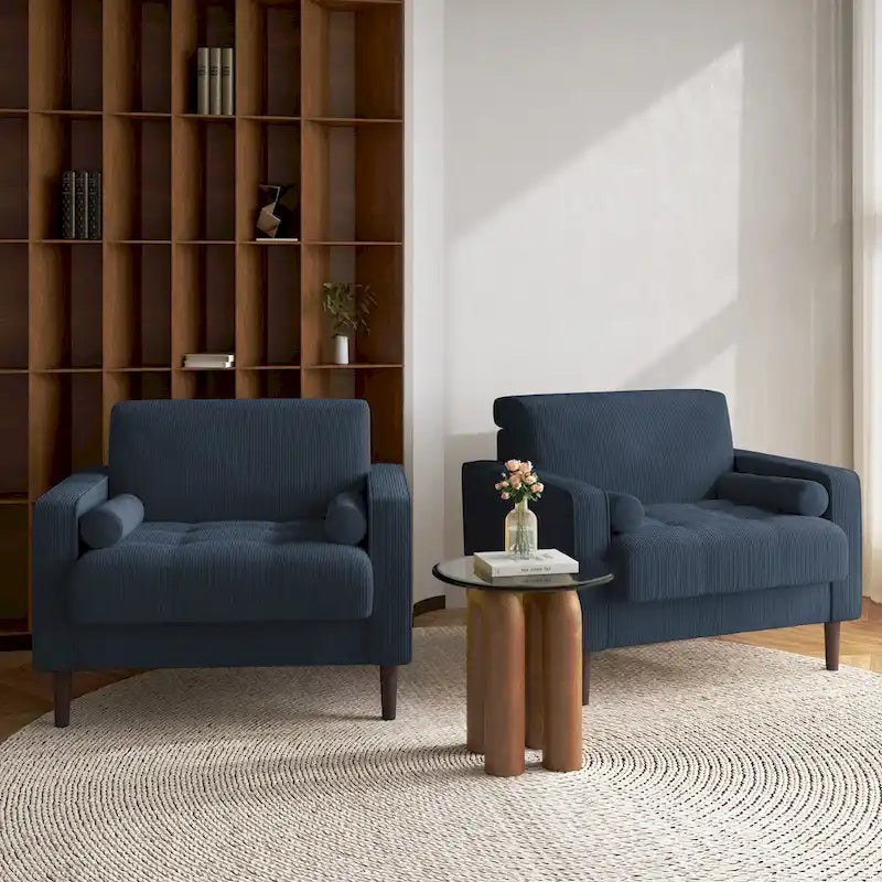2 Set Poltrone Moderne Larghe in Velluto a Coste 20