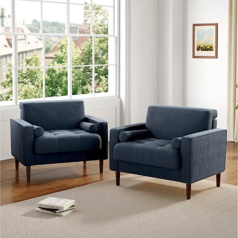 2 Set Poltrone Moderne Larghe in Velluto a Coste 21