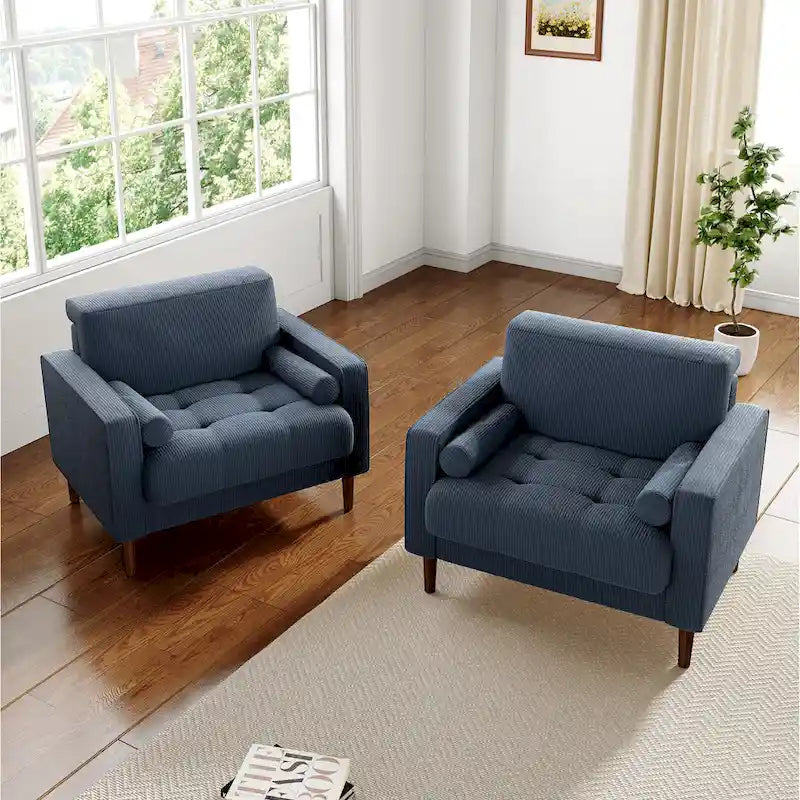 2 Set Poltrone Moderne Larghe in Velluto a Coste 22