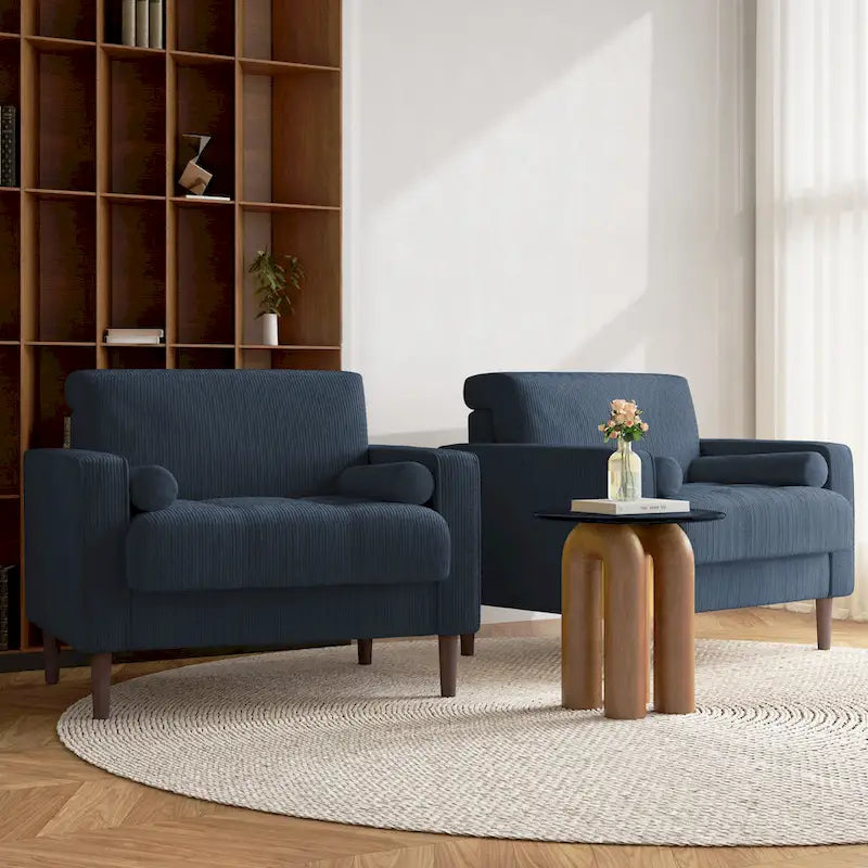 2 Set Poltrone Moderne Larghe in Velluto a Coste 23