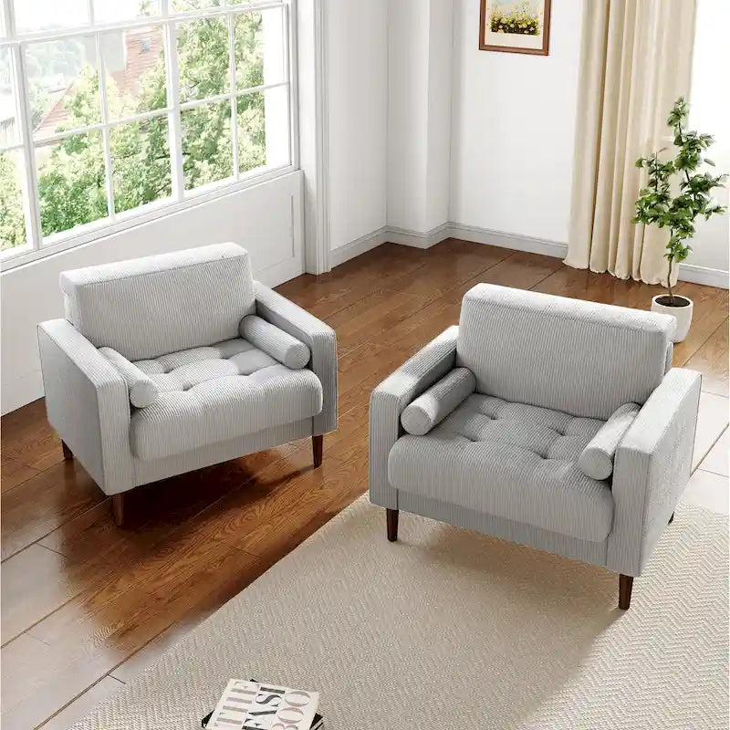 2 Set Poltrone Moderne Larghe in Velluto a Coste 32