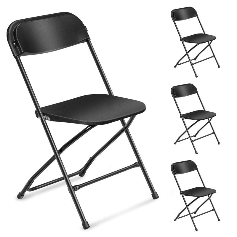 4 Pack Plastic Folding Chair Event Chair Indoor Outdoor Steel Frame Portable Stackable Commercial Chairs