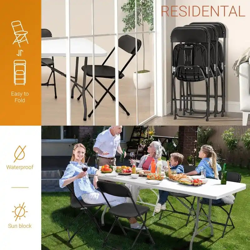 4 Pack Plastic Folding Chair Event Chair Indoor Outdoor Steel Frame Portable Stackable Commercial Chairs 4
