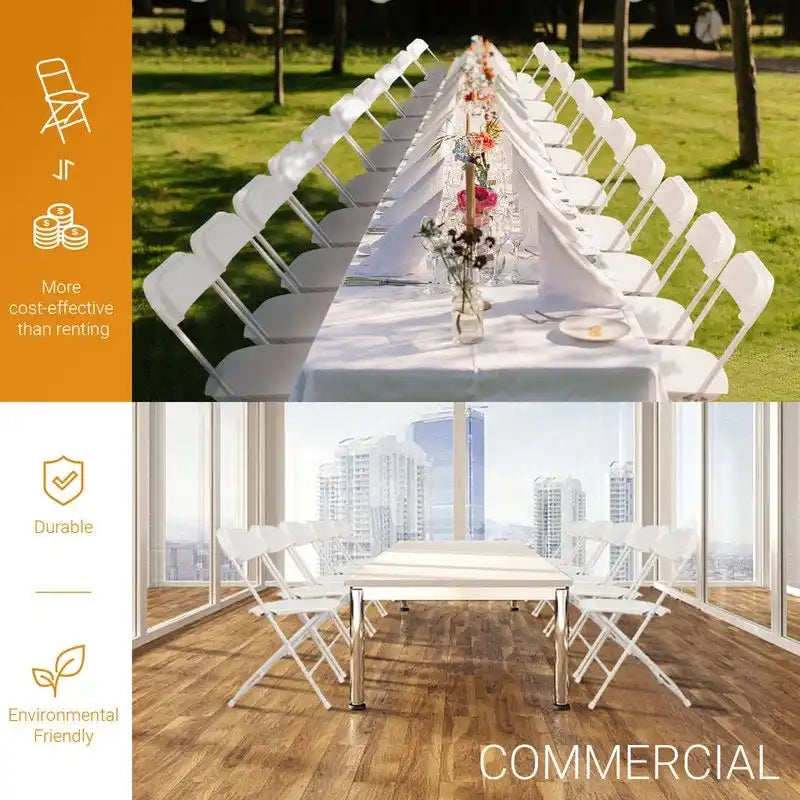 4 Pack Plastic Folding Chair Event Chair Indoor Outdoor Steel Frame Portable Stackable Commercial Chairs 5