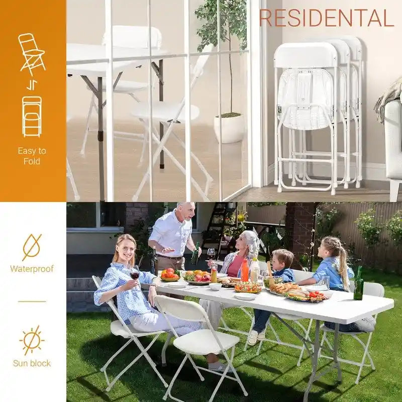 4 Pack Plastic Folding Chair Event Chair Indoor Outdoor Steel Frame Portable Stackable Commercial Chairs 8