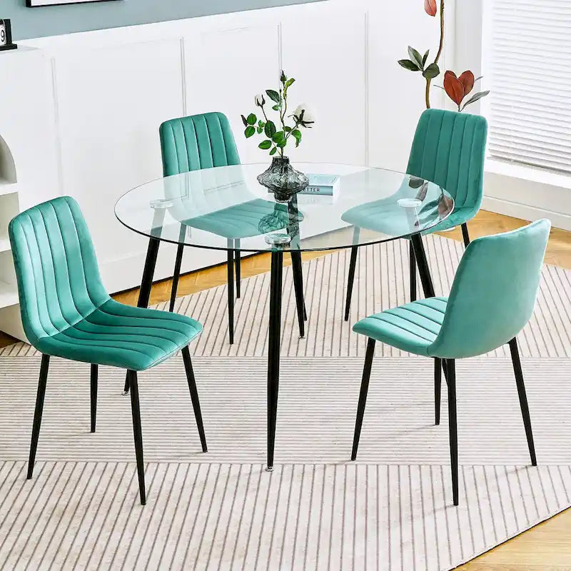 Modern simple glass table, high-quality tempered glass metal material 3