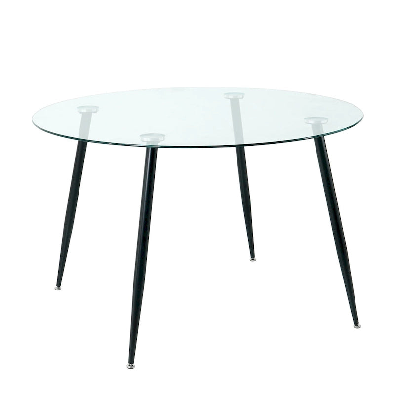 Modern simple glass table, high-quality tempered glass metal material 5