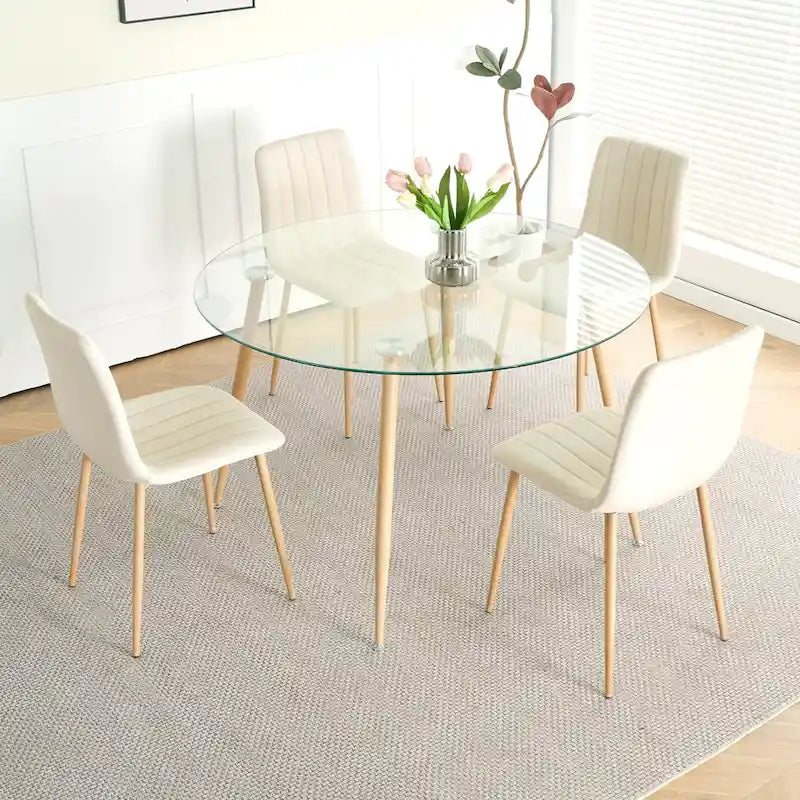 Modern simple glass table, high-quality tempered glass metal material 12