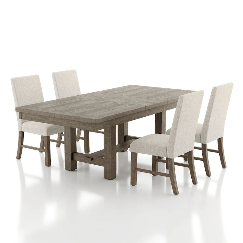 Jusk Rustic Grey Wood 5-Piece Dining Table Set by Furniture of America 4