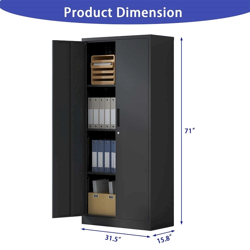 Metal Garage Storage Cabinet Tool Steel with Doors and 3 Shelves 4