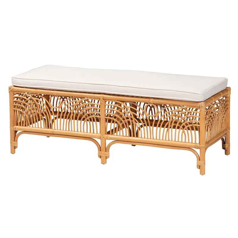 bali & pari Materra Modern bohemian Natural Brown Rattan Bench 2